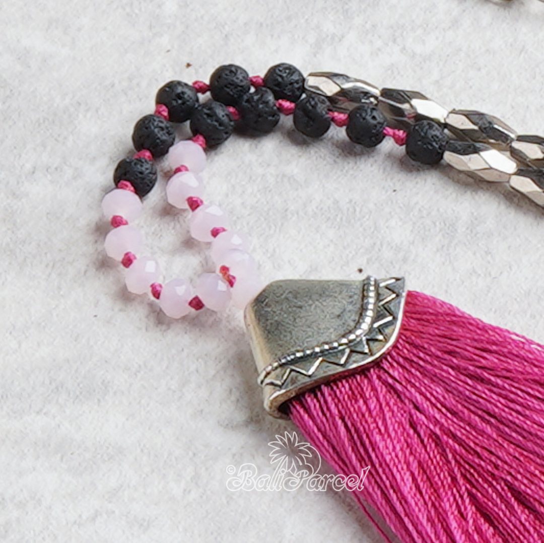 Crystal Beads With Tassel Necklace