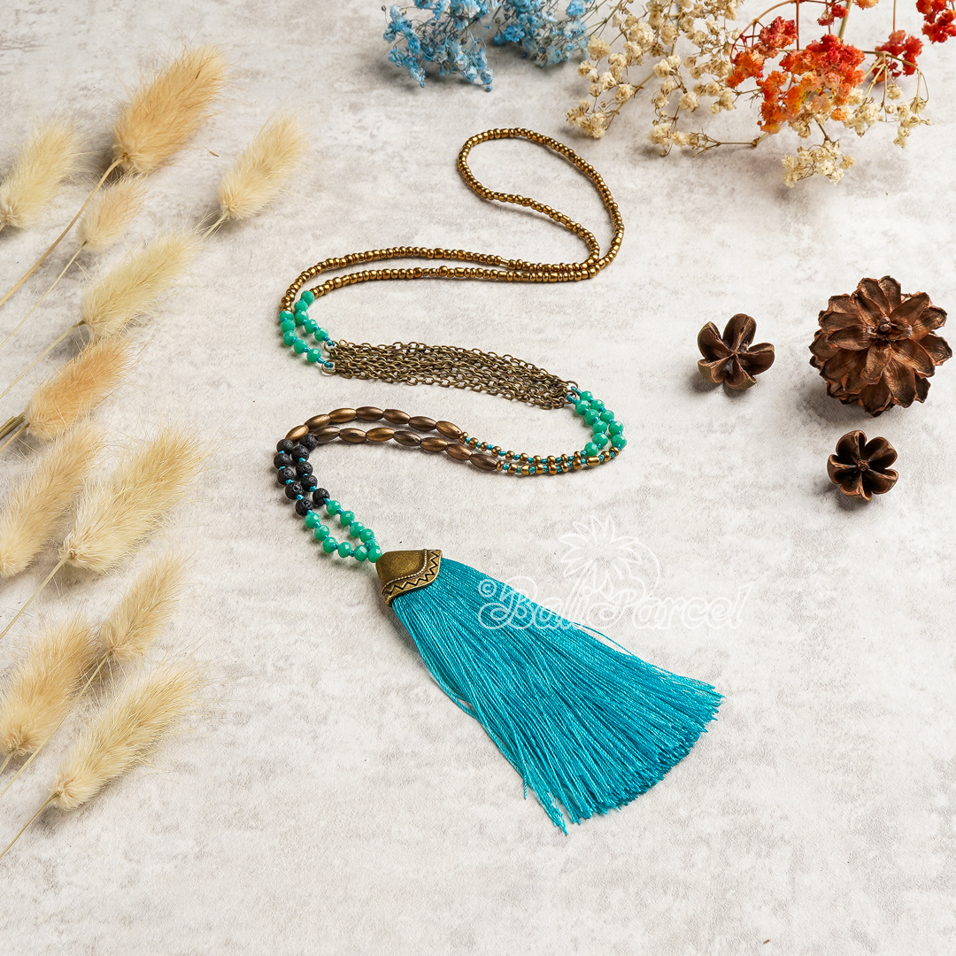 Crystal Beads With Tassel Necklace