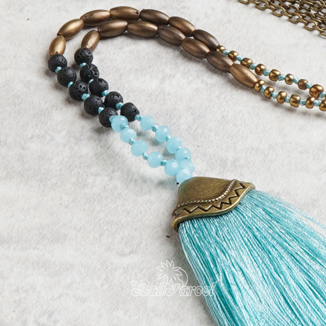 Crystal Beads With Tassel Necklace