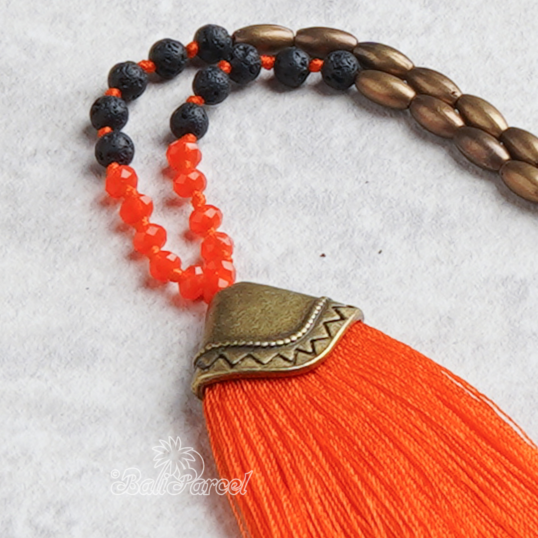 Crystal Beads With Tassel Necklace