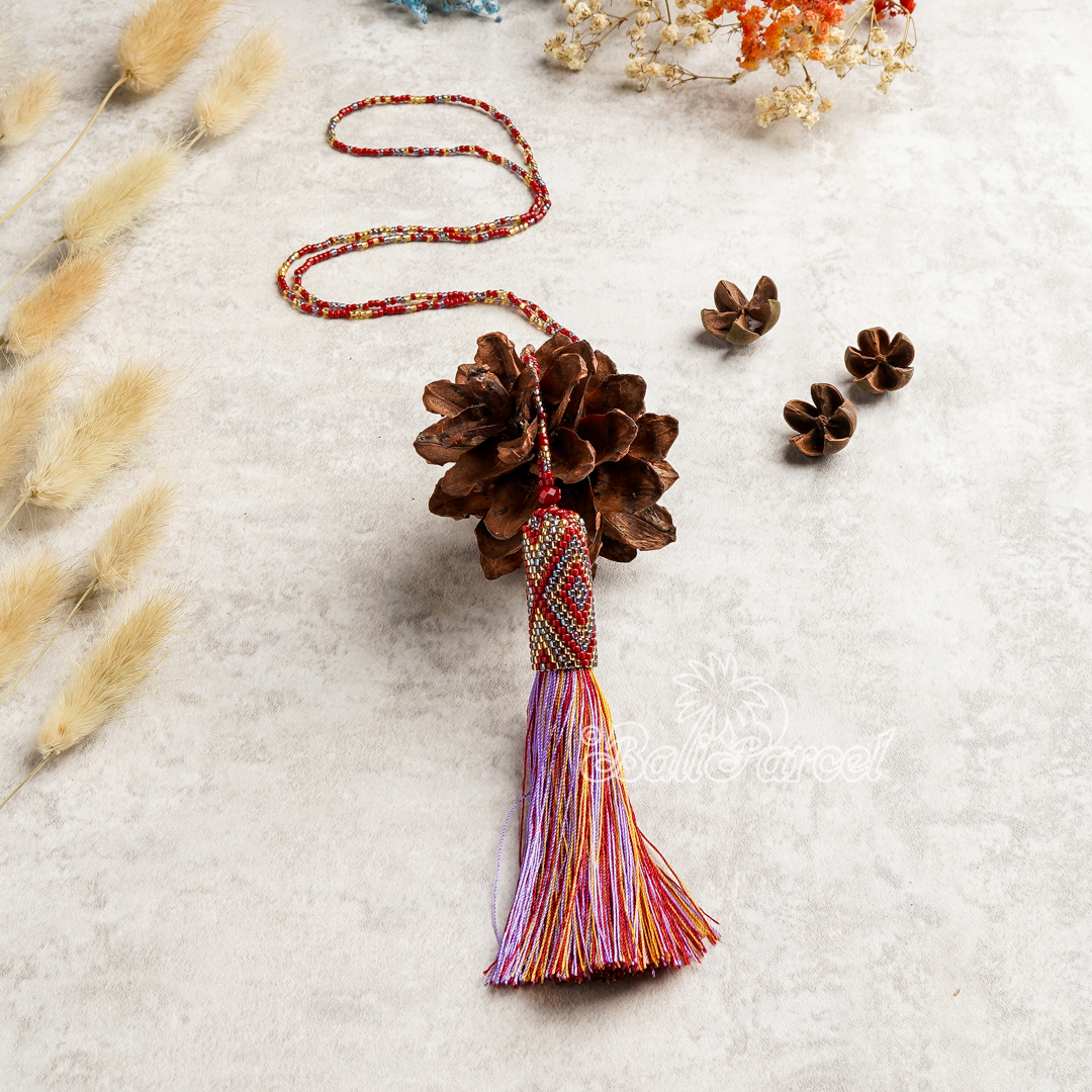 Japanese Beads With Tassel Necklace