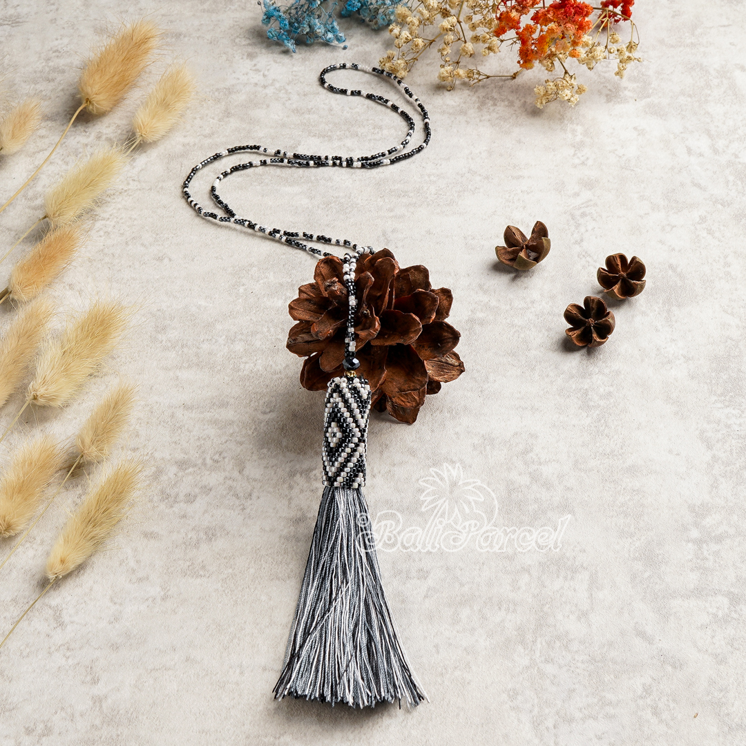 Japanese Beads With Tassel Necklace