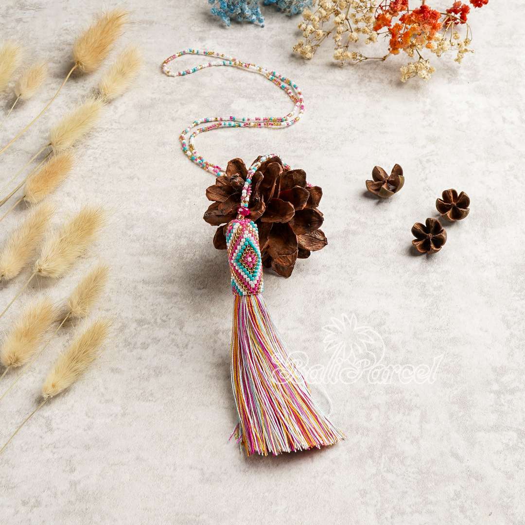 Japanese Beads With Tassel Necklace