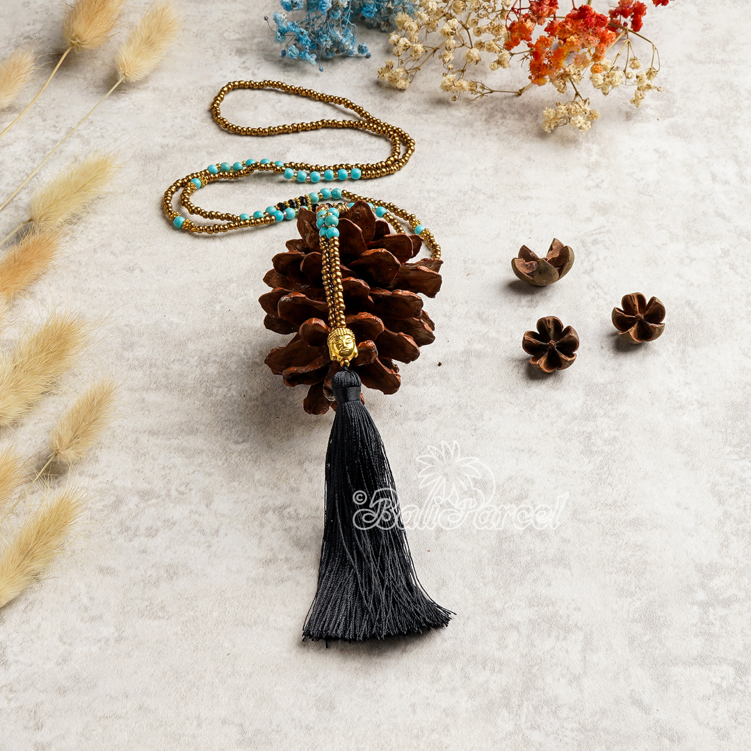Buddha Beads With Tassel Necklace