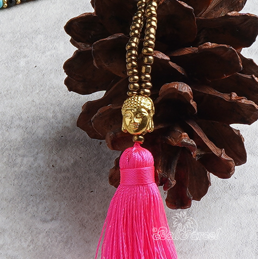 Buddha Beads With Tassel Necklace