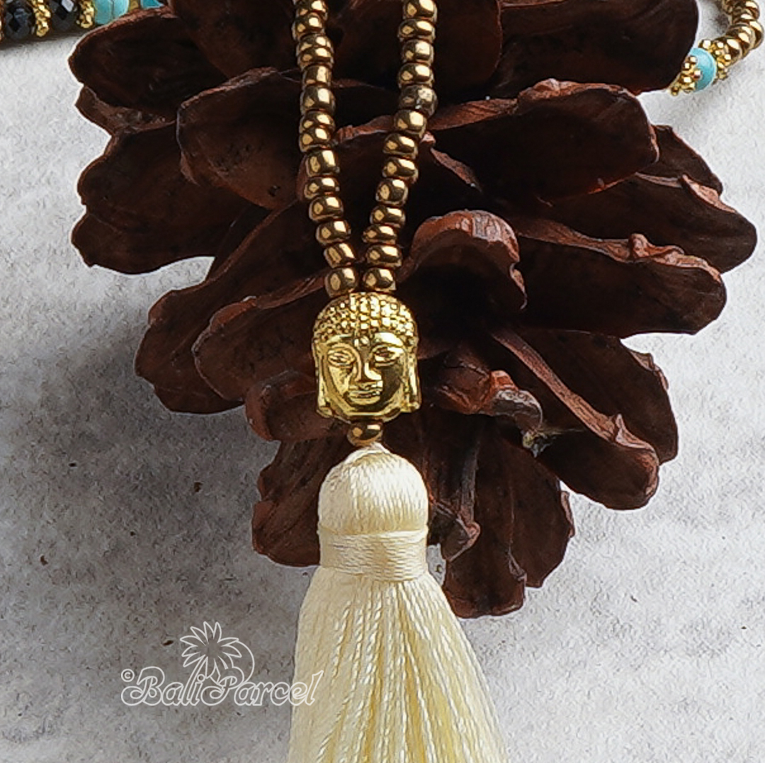 Buddha Beads With Tassel Necklace