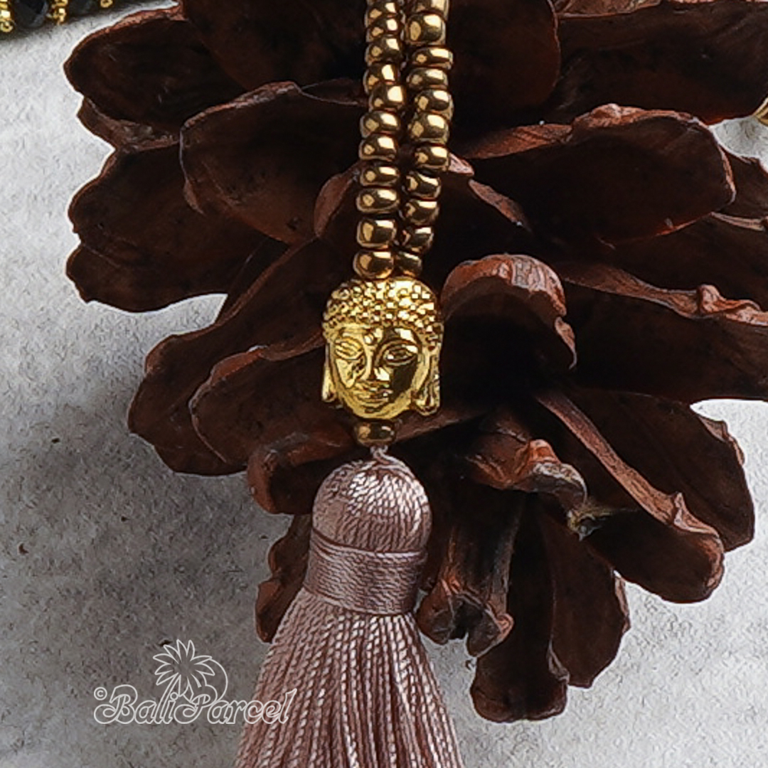 Buddha Beads With Tassel Necklace