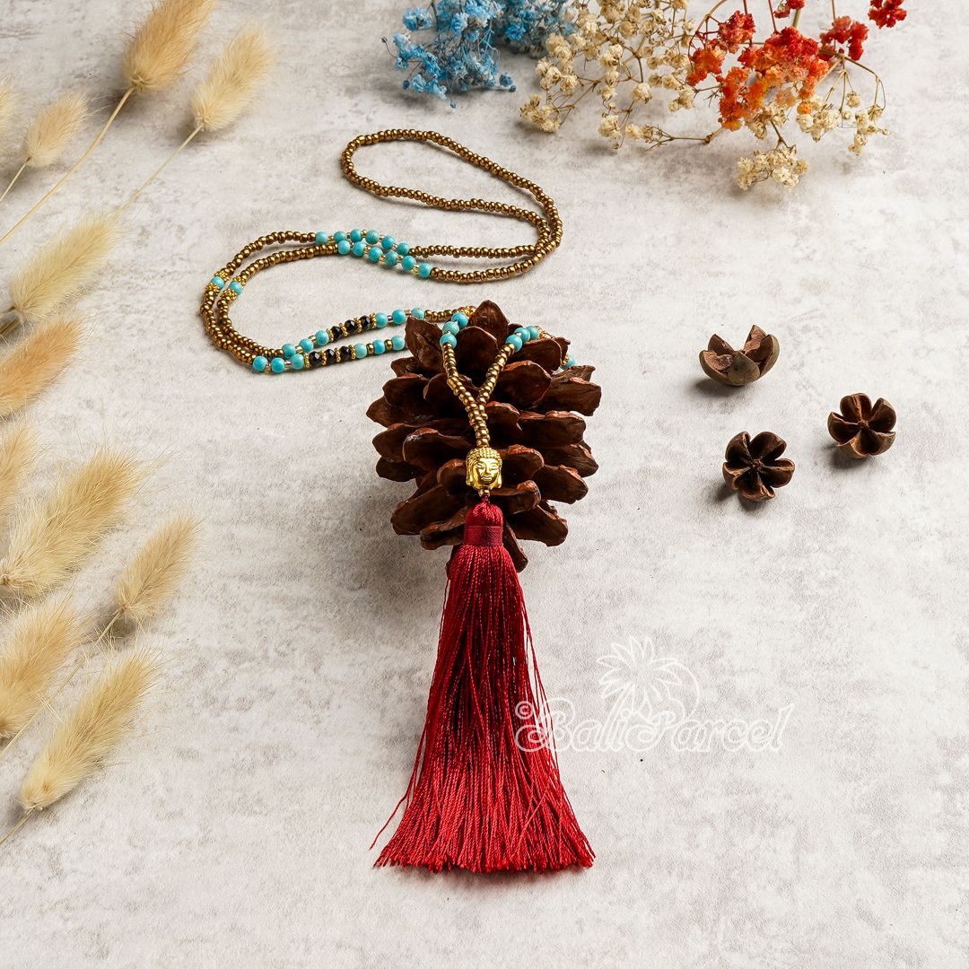 Buddha Beads With Tassel Necklace