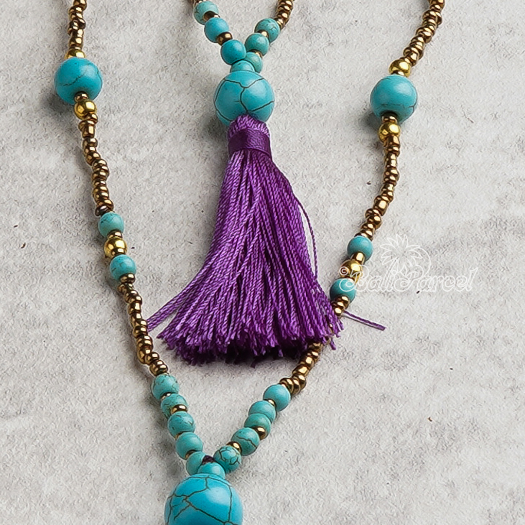 Beads With Tassel Necklace 2 Layers